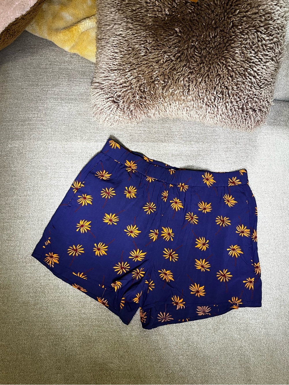 Madewell Navy Shorts with Yellow Daisy Print